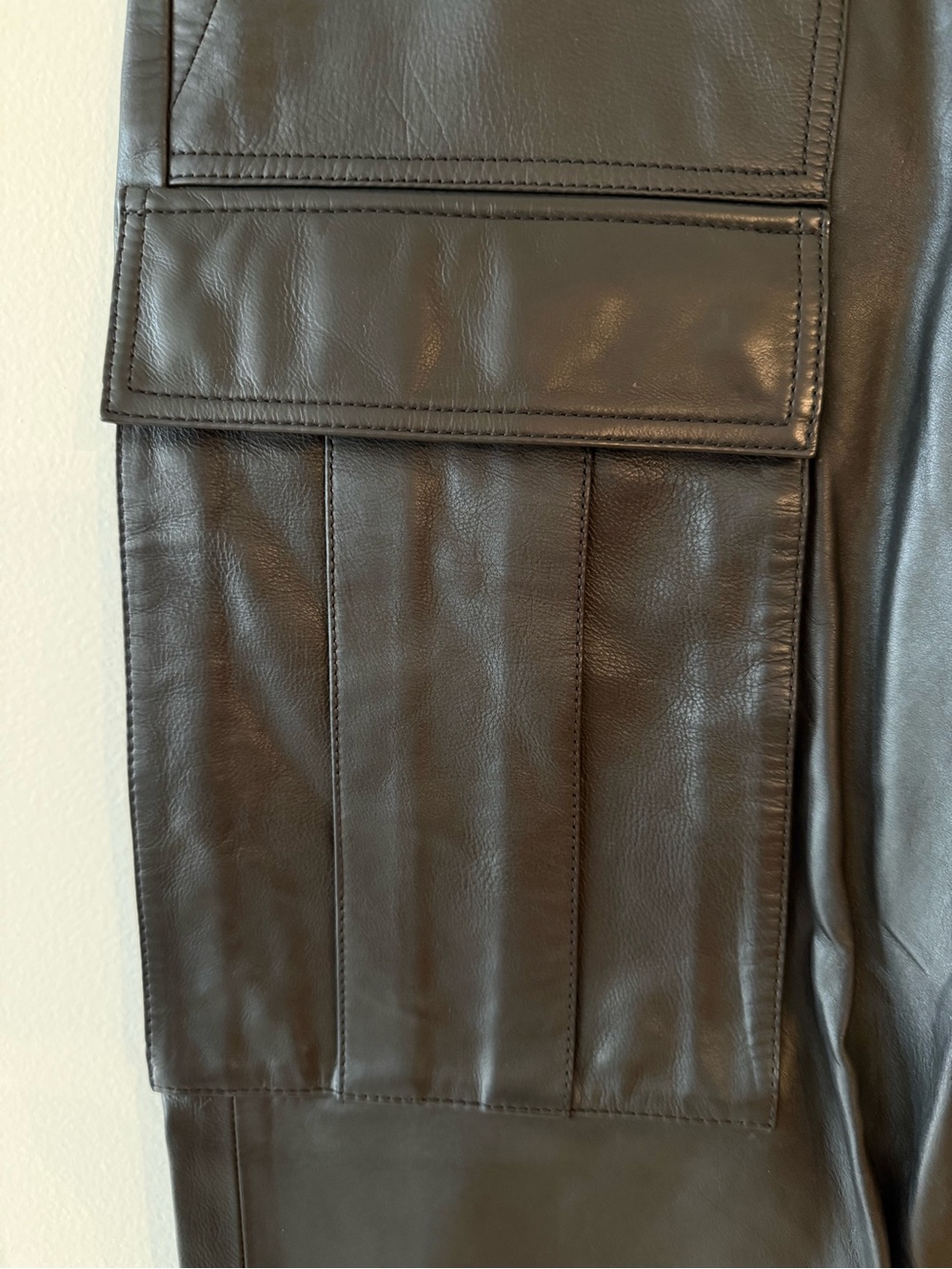 GRLFRND Black Leather Cargo Trousers - Picture 5 of 8